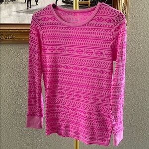 Columbia Pink Long Sleeve Tee with Geometric Design size M